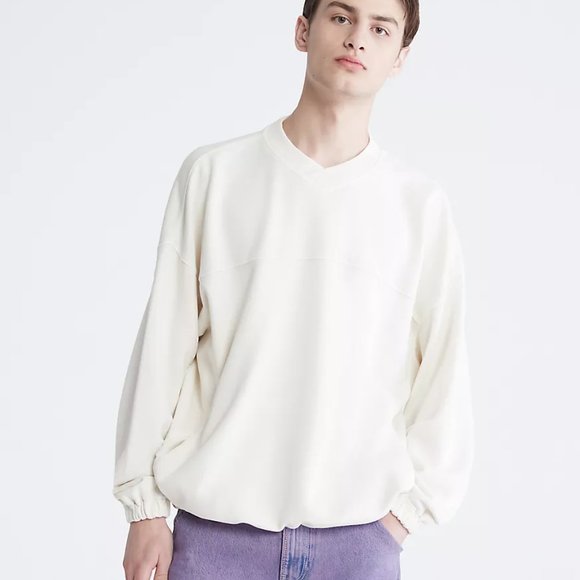 Color Relaxed Fit Overdyed Canvas Terry Sweatshirt - Picture 1 of 3